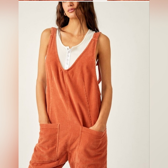 Free People High Roller Cord Jumpsuit/Sunburn - Picture 2 of 15